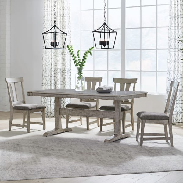 Hallendale - 5 Piece Trestle Table Set - White