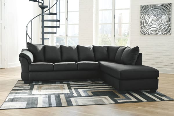 Darcy - Black - Left Arm Facing Sofa, Right Arm Facing Corner Chaise Sectional