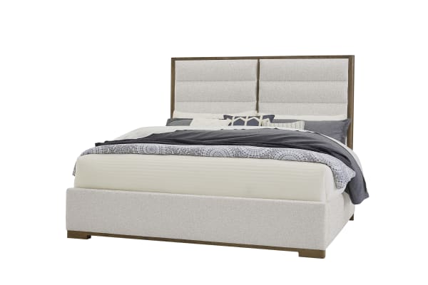 Crafted Oak - Erin's Queen (Headboard, Footboard, Rails) Upholstered Bed - Oatmeal Boucle