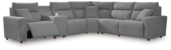 Modmax II - 6-Piece Power Reclining Sectional With 2 Armless Chairs And Console - Salt And Pepper