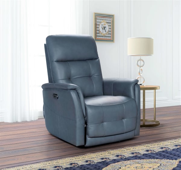 Horton - Recliner-Rocker With Power And Power Headrest - Light Blue
