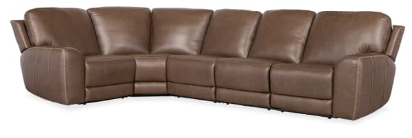 MS - Torres 5 Piece Sectional With Power Recline & Power Headrest - Dark Brown