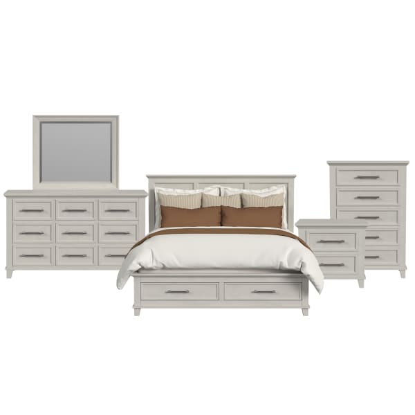 Canterbury - King Storage 5 Piece Bedroom Set - Ivory