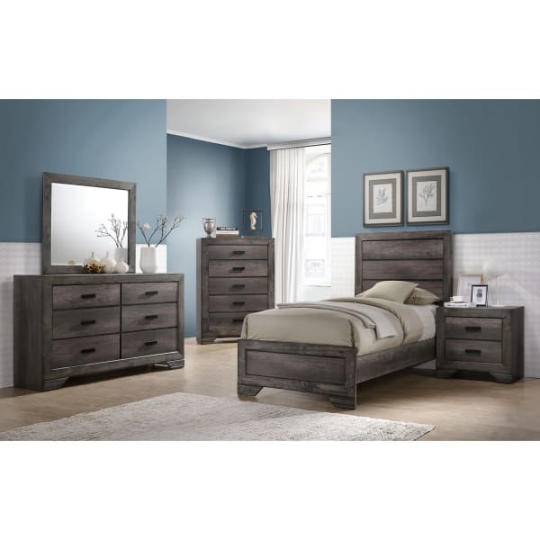 Nathan - Youth Twin Panel 4 Piece Bedroom Set - Gray Oak Finish