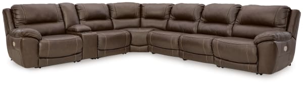Dunleith - Chocolate - 7-Piece Power Reclining Sectional With LAF And RAF Zero Wall Power Recliners