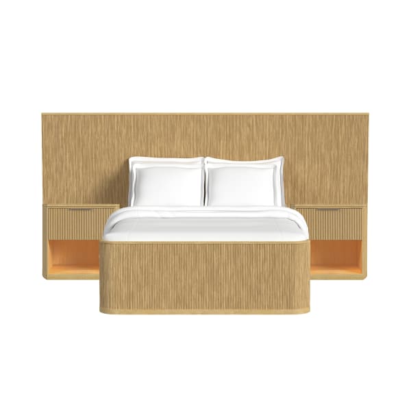 Sylvie - 3 Piece Queen Wall Bed Bedroom Set With 2 Nightstands - Natural