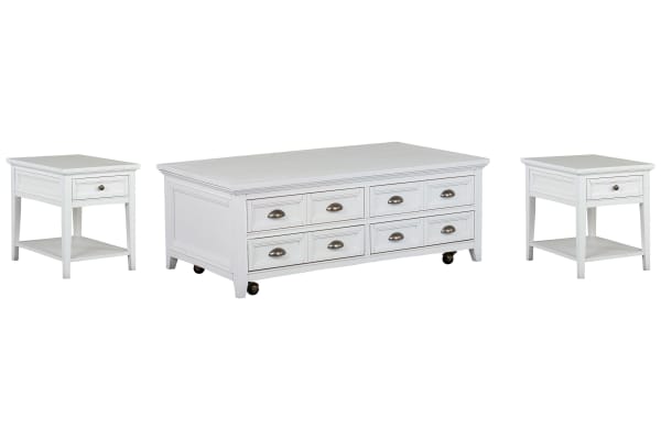 Heron Cove - Lift Top Storage Cocktail Table With 2 End Tables - Chalk White