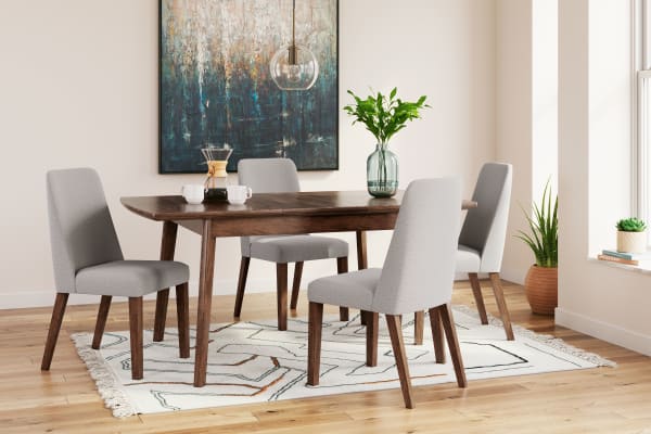 Lyncott - Brown / Gray - 5 Pc. - Butterfly Extension Table, 4 Side Chairs