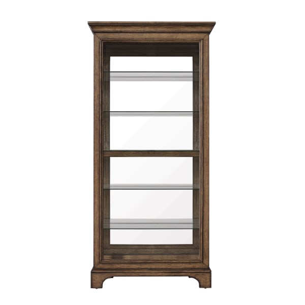 Pulaski Accents - Sliding Door Curio With Glass Shelves And LED Light - Dark Brown