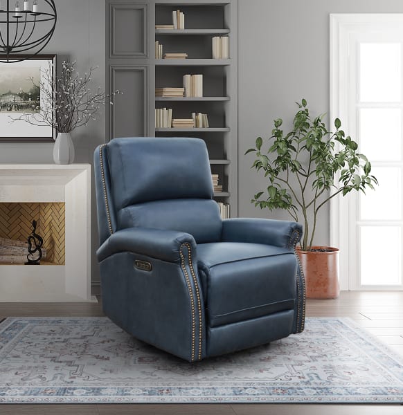 Garrett - Power Recliner With Power Recline, Power Headrest, Power Lumbar - Blue