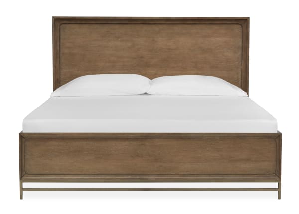 Lindon - Complete Queen Panel Bed With Storage Rails - Belgian Wheat