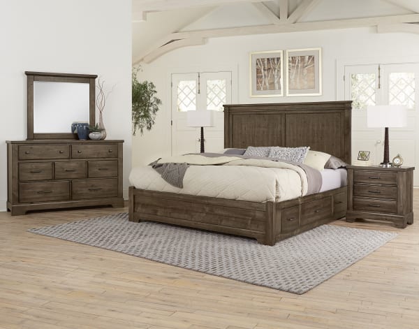 Cool Rustic - Cool Rustic Queen Mansion Bed with Two Sides Storage Mink