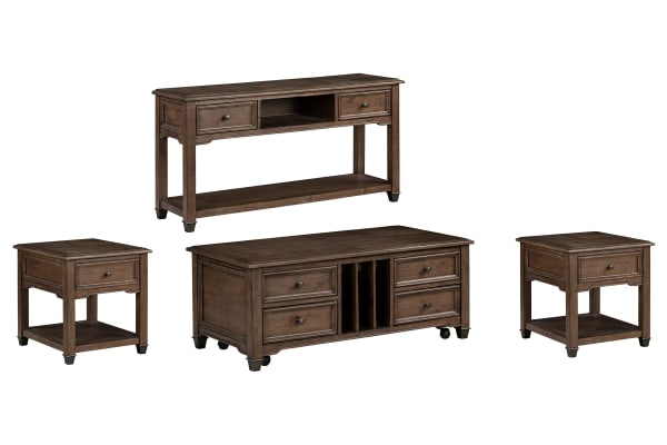 Cormac - Lift Top Storage Cocktail Table With 2 End Tables And Sofa Table - Brown