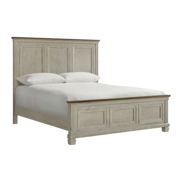 Farmington - King Panel Bed - Medium Brown / Washed Stone