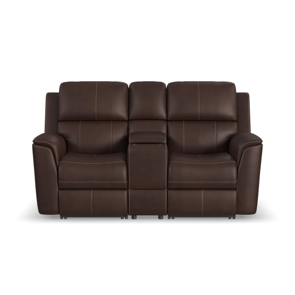 Henry - Power Reclining Loveseat With Console & Power Headrests & Lumbar - Burnt Umber