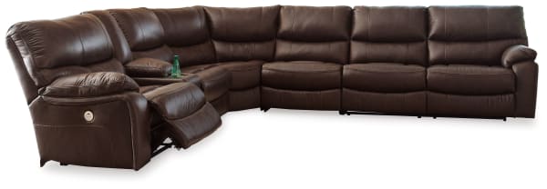 Family Circle - Dark Brown - 4-Piece Power Reclining Sectional With Laf Power Reclining Loveseat With Console