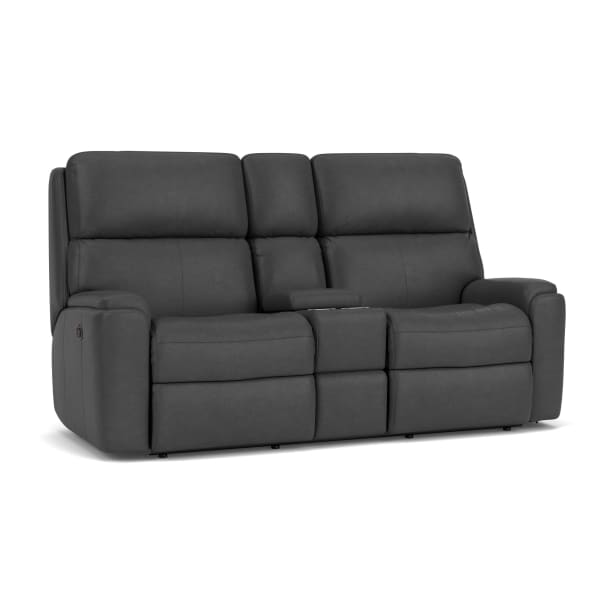 Rio - Power Reclining Loveseat With Console - Dark Gray