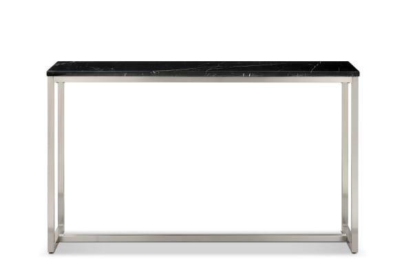 Kira - Rectangular Sofa Table - Black Marble And Brushed Nickel