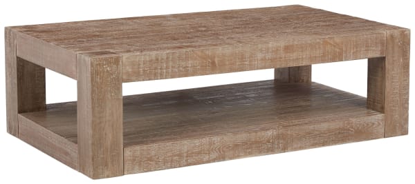 Waltleigh - Distressed Brown - Rectangular Cocktail Table