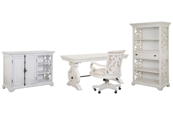 Bronwyn - Writing Desk With Chair, Printer Stand And Bookcase - Alabaster