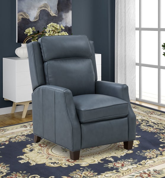 Nixon - Recliner-Push Thru The Arm - Blue - Leather - 43.3"