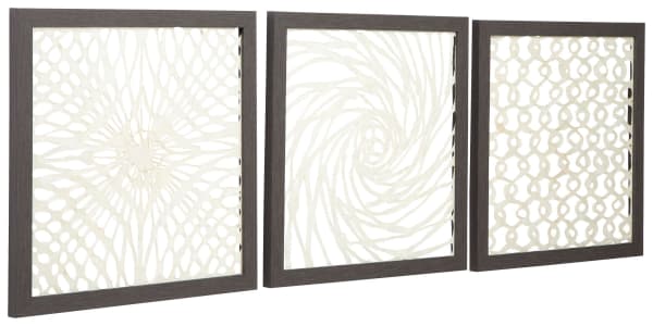 Odella - Antique Gray / Cream - Wall Decor Set (Set of 3)
