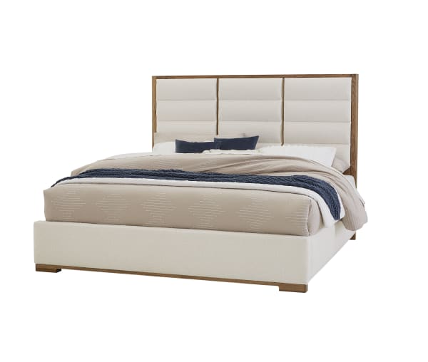 Crafted Oak - Erin's King Upholstered Bed (Headboard, Footboard And Rails) - White Boucle