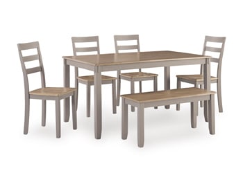 Harperfeld - Dining Room Table Set (Set of 6) - Natural / Gray