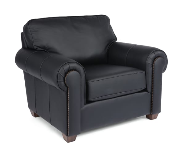 Carson - Leather Chair, Nailhead Trim - Black
