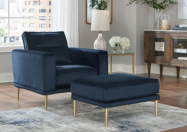 Macleary - Navy - 2 Pc. - Chair, Ottoman