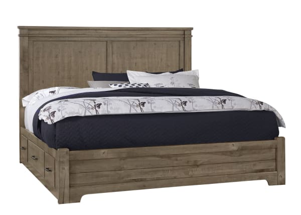 Cool Rustic - Cool Rustic King Mansion Bed with One Side Storage Stone Grey