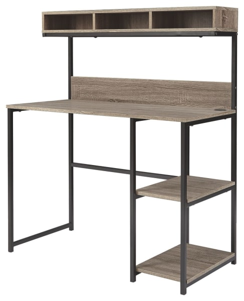 Daylicrew - Grayish Brown/gunmetal - Home Office Desk And Hutch