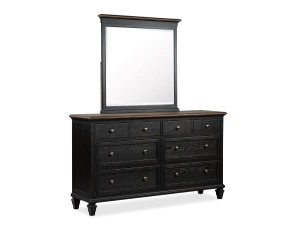 Surrey - Double Drawer Dresser With Portrait Mirror - Brown