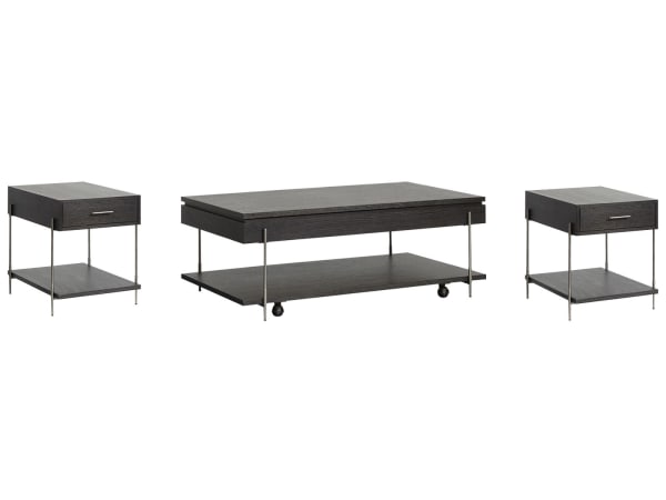 Spencer - Lift Top Storage Cocktail Table With 2 End Tables - Dark Briarsmoke