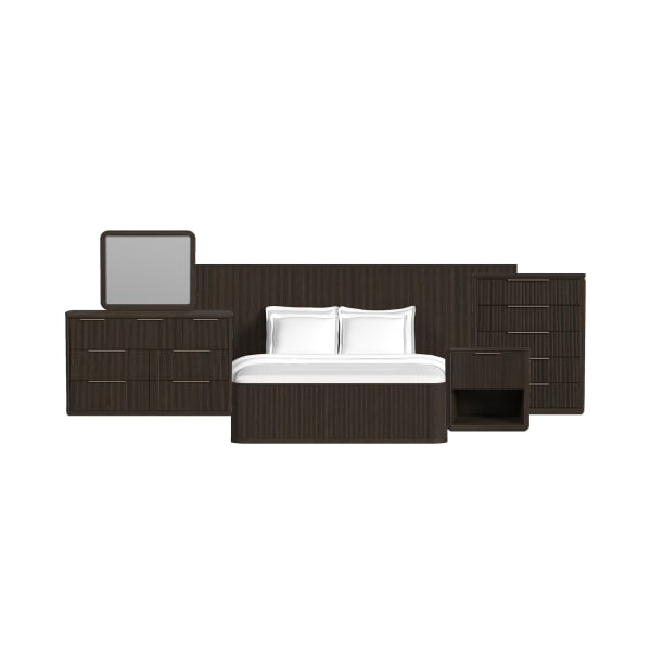 Sylvie - 5 Piece King Wall Bed Bedroom Set - Dark Brown