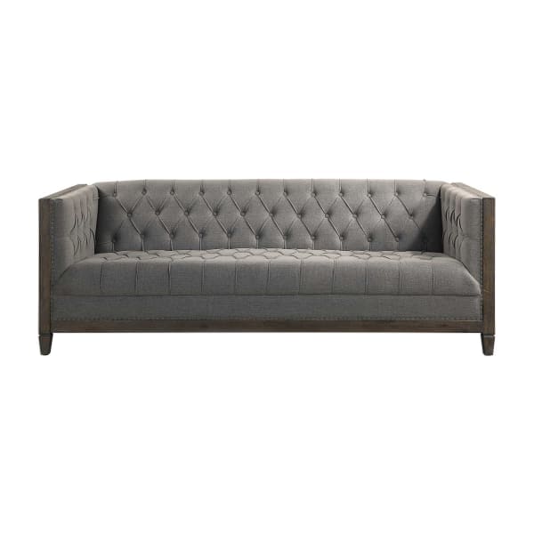 Melado Chesterfield - Sofa - Gray / Woodtone