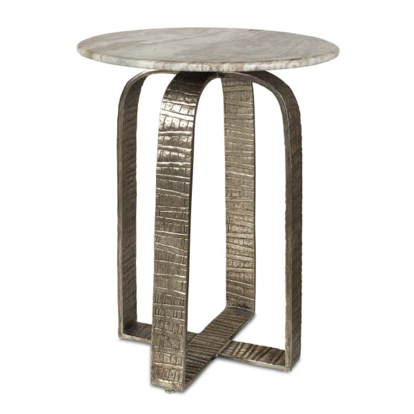 Warner - Indoor-Outdoor Side Table - Antiqued Champagne / White