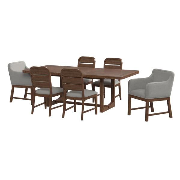 Glinda - 7 Piece Standard Height Dining Set (Table, Four Chairs And Two Upholstered Chairs) - Brown