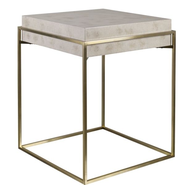 Inda - Modern Accent Table - Beige & Gold