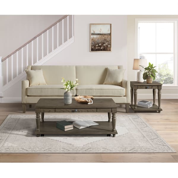 Kings Court - 2 Piece Occasional Table Set (Coffee Table & End Table) - Gray
