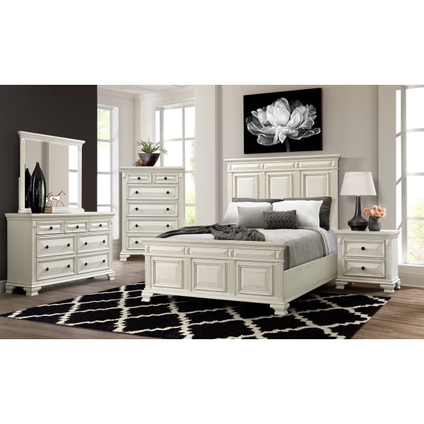 Calloway - Queen Panel 6 Piece Bedroom Set - White