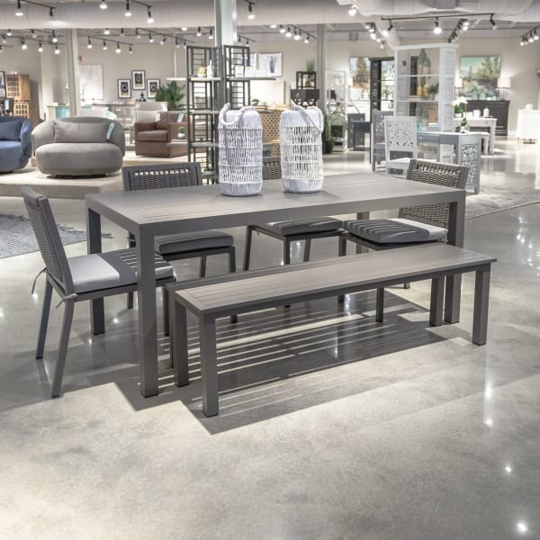 Plantation Key - 6 Piece Outdoor Rectangular Dining Set - Gray