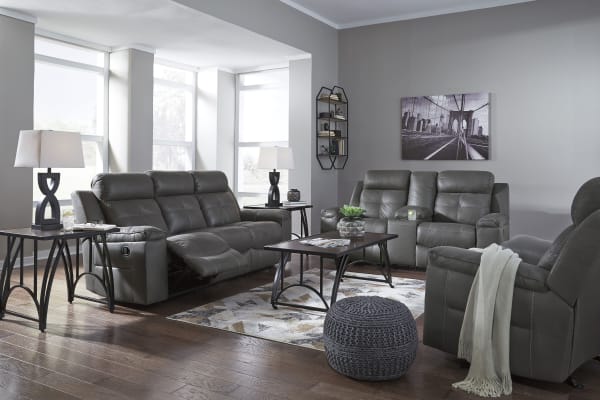 Jesolo - Dark Gray - 3 Pc. - Reclining Sofa, Loveseat, Rocker Recliner