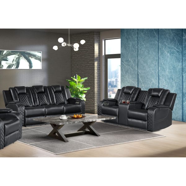 Carlo - 2 Piece Living Room Set (Sofa & Loveseat) - Pebble Black