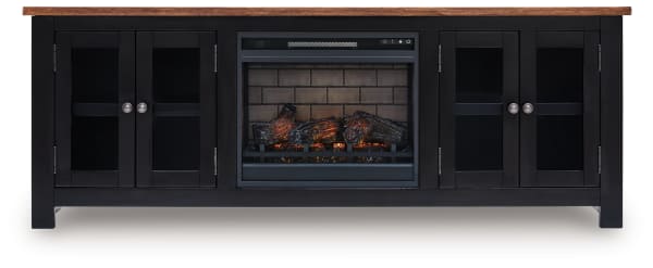 Wildenauer - 76" TV Stand With Infrared Electric Fireplace - Brown / Black