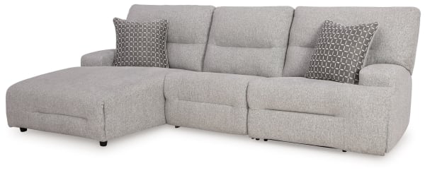 Acklen Place - Pewter - 3-Piece Power Reclining Sectional With LAF Power Reclining Back Chaise