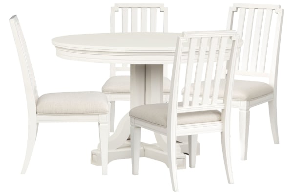 Willowbrook - Extendable 48" Round Dining Table With 4 Side Chairs - Egg Shell White