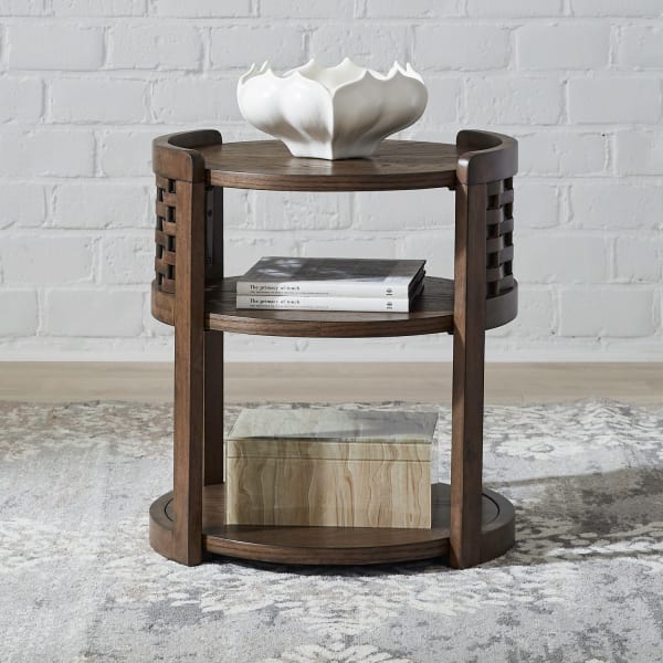 Warren Park - Round Chairside Table - Brown