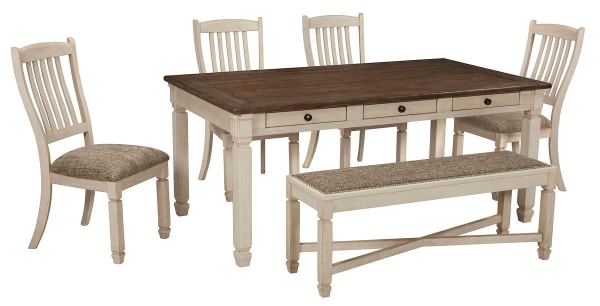 Bolanburg - Beige - 6 Pc. - Dining Room Table, 4 Side Chairs, Bench