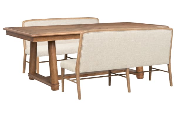 Woodward - Trestle Extendable Dining Table With 2 Benches - Dark Clove / White